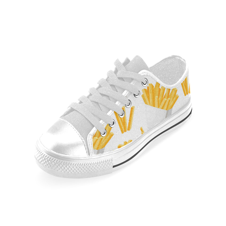 French fries white paper box pattern Men's Low Top Shoes White