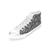 Garlic pattern black background Women's High Top Canvas Shoes White