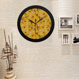 Bee flower pattern Elegant Black Wall Clock