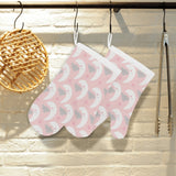 Cute moon cloud star pattern pink dot background Heat Resistant Oven Mitts