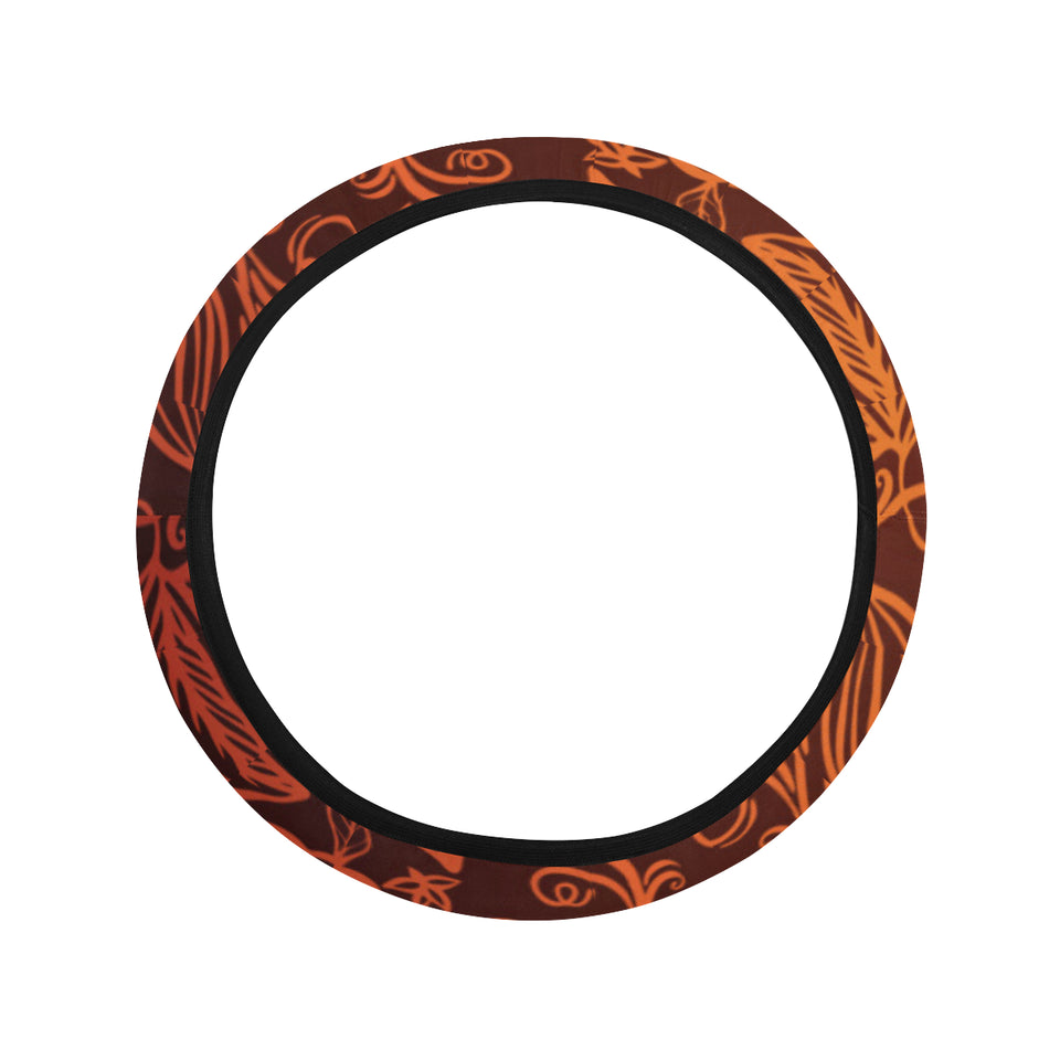 cacao beans tribal polynesian pattern Car Steering Wheel Cover