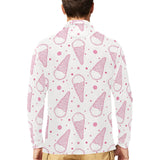 Hand drawn ice cream pattern Men's Long Sleeve Polo Shirt