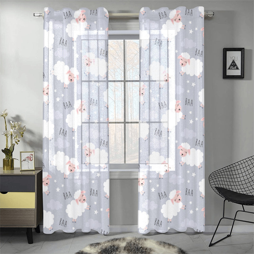 Sweet dreams sheep pattern Gauze Curtain