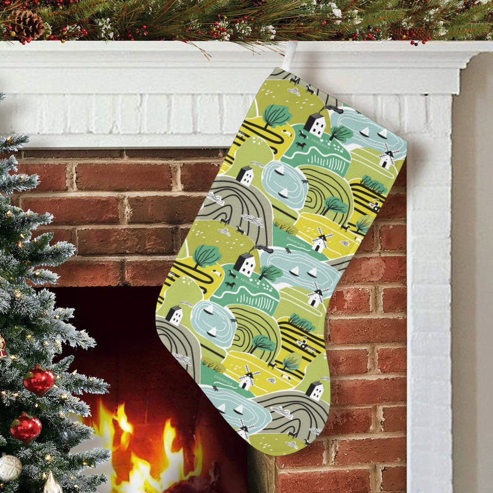 Hand drawn windmill pattern Christmas Stocking