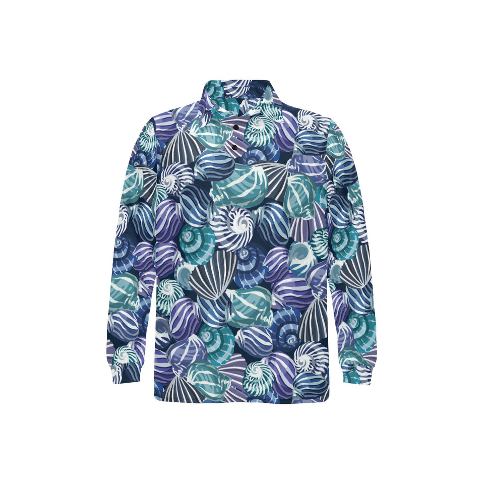 Shell design pattern Men's Long Sleeve Polo Shirt