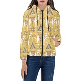 Camels ethnic motif pattern Women's Padded Hooded Jacket