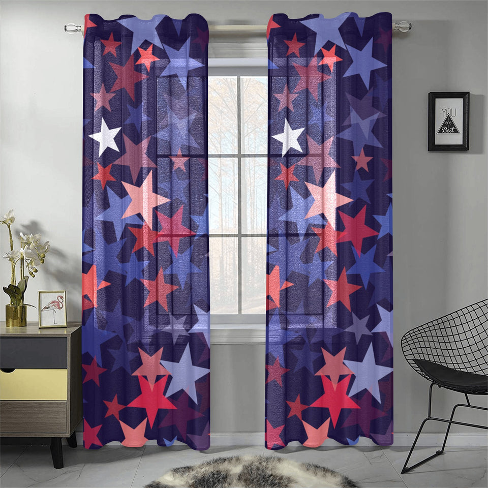 Red blue star pattern Gauze Curtain