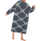 nautical steering wheel rope pattern Blanket Robe with Sleeves