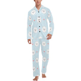White cute pomeranian pattern Men's Long Pajama Set