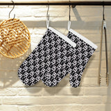 Music Notes Pattern Print Design 01 Heat Resistant Oven Mitts