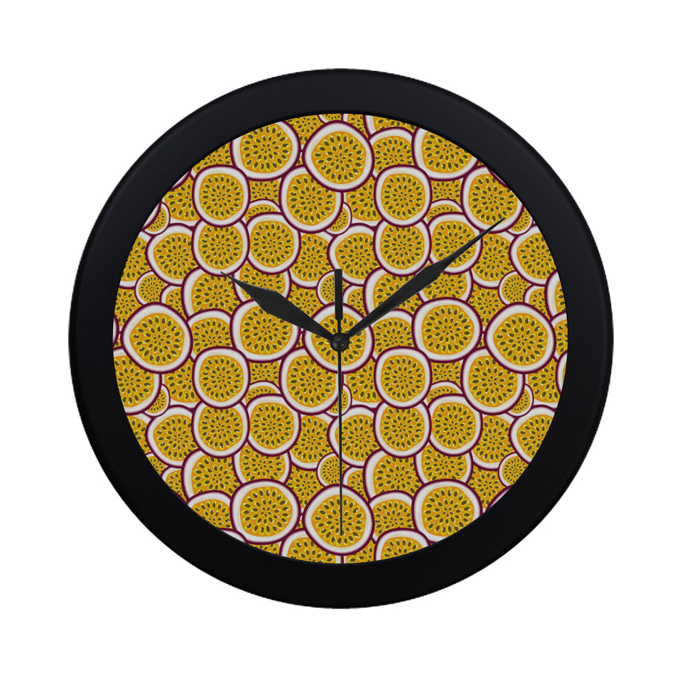 Passion fruits slice pattern Elegant Black Wall Clock