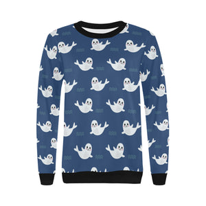 Cute white baby sea lion seal pattern Women's Crew Neck Sweatshirt