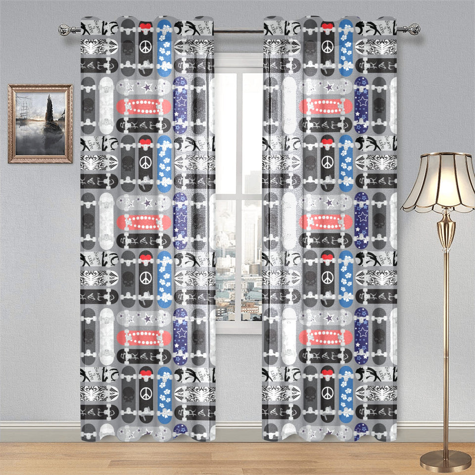 Skate Board Pattern Print Design 04 Gauze Curtain