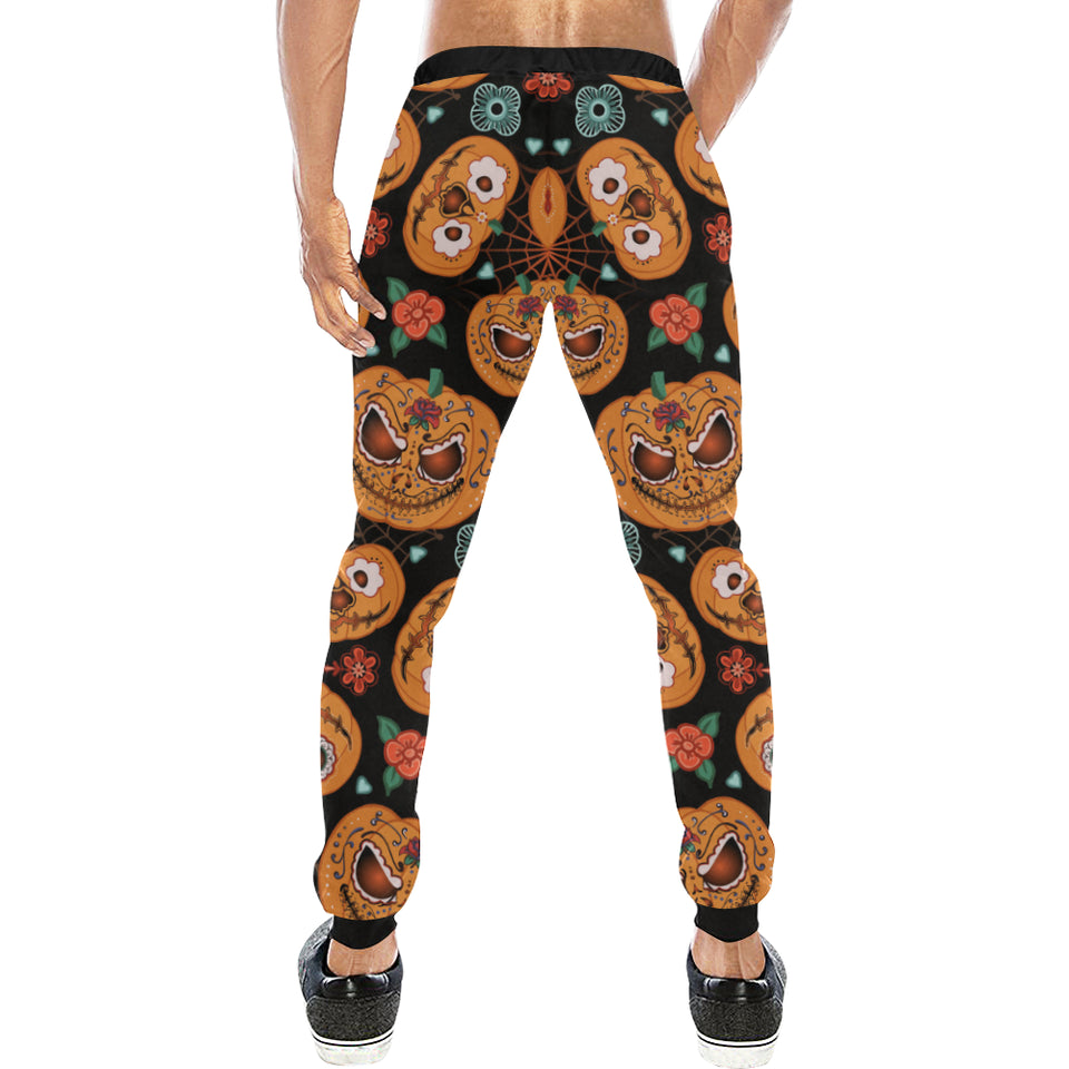 Pumpkin flowers spiderweb Halloween theme Unisex Casual Sweatpants