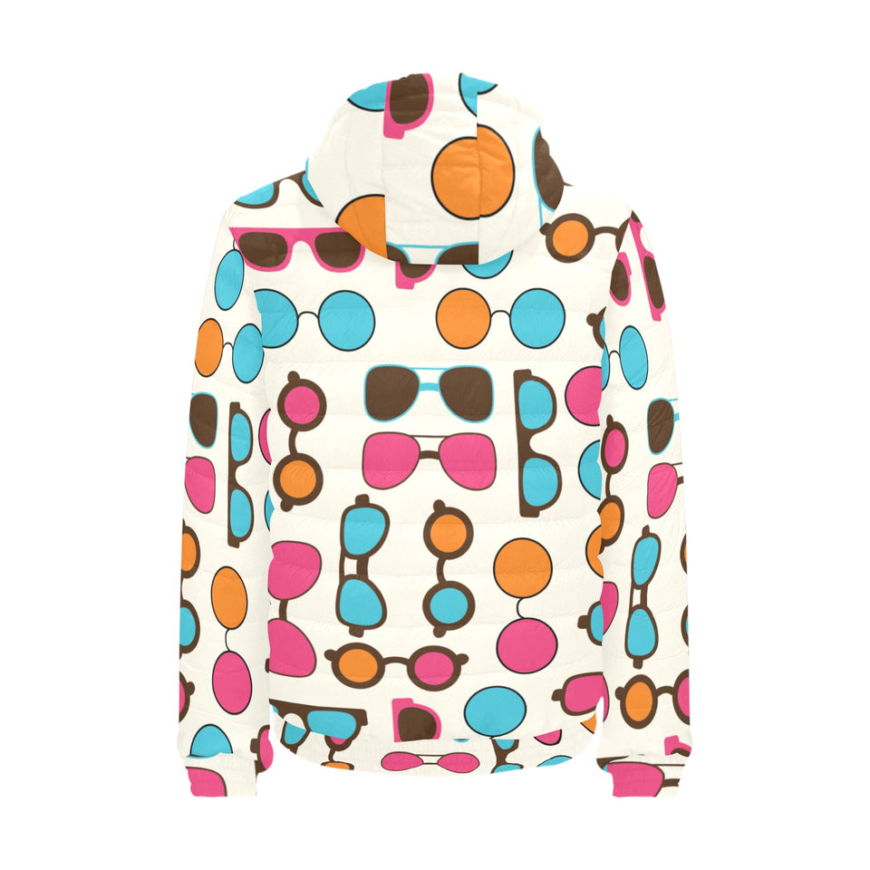 Sun Glasses Pattern Print Design 03 Men's Padded Hooded Jacket