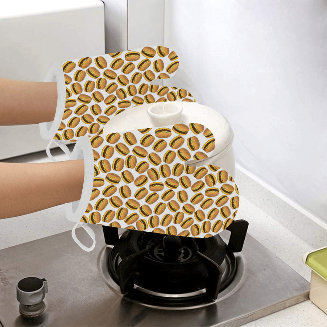Hamburger Pattern Print Design 03 Heat Resistant Oven Mitts