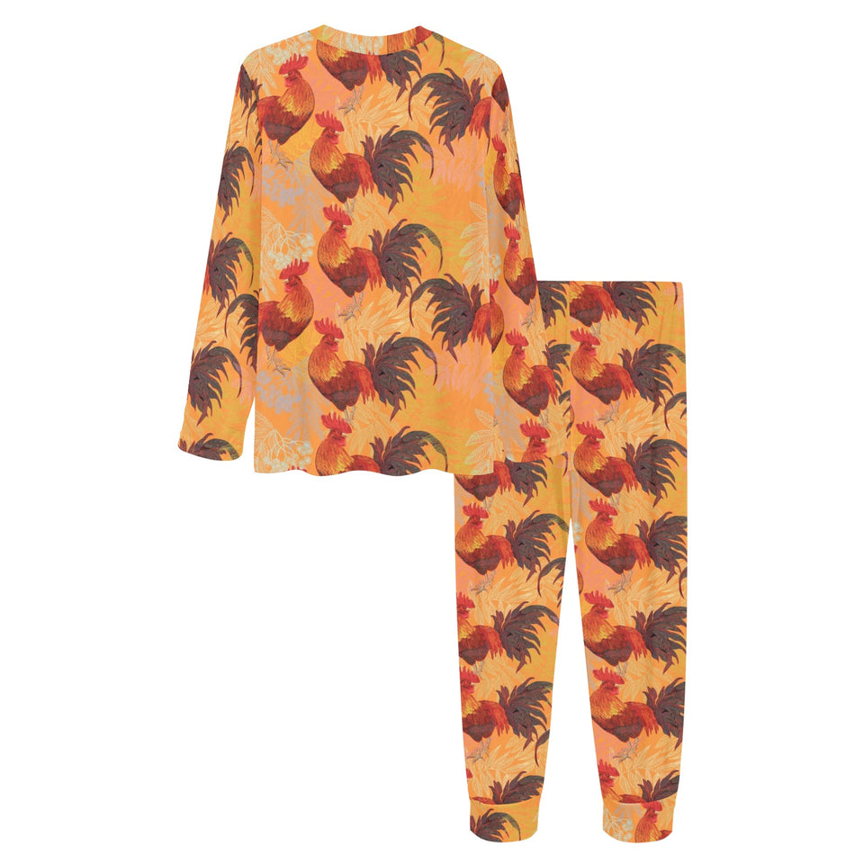 red rooster chicken cock pattern Women's All Over Print Pajama Set
