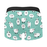 Cute sheep green background Men's All Over Print Boxer Briefs Men's Underwear