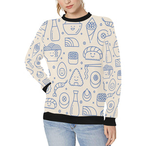 Cute sushi icon pattern Women's Crew Neck Sweatshirt