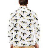 Eagle Pattern Print Design 03 Men's Long Sleeve Polo Shirt
