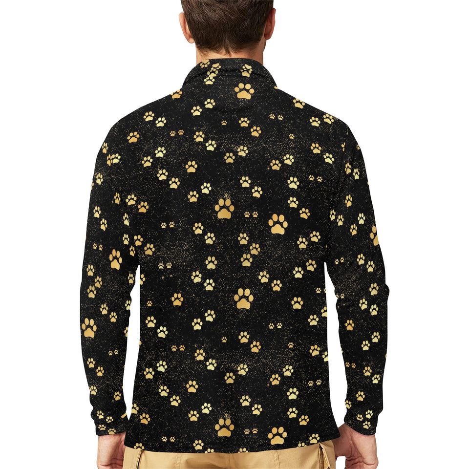 Dog Paws Pattern Print Design 05 Men's Long Sleeve Polo Shirt