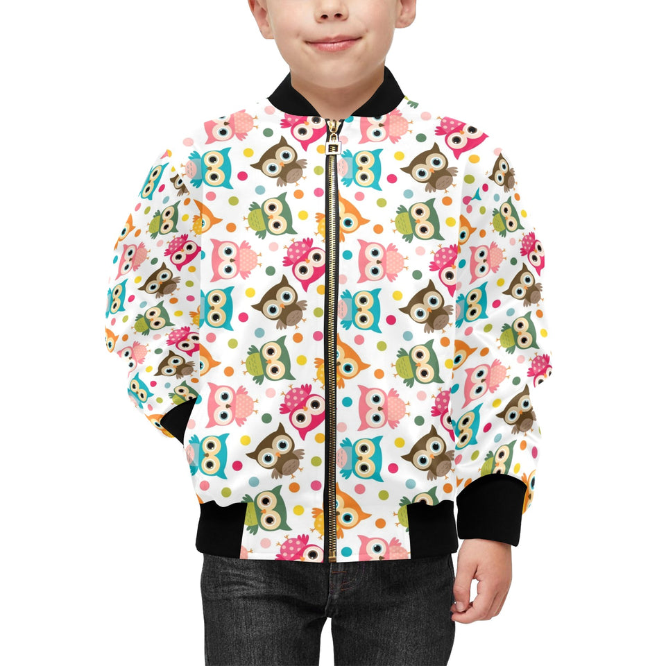 Color cute owl pattern Kids' Boys' Girls' Bomber Jacket