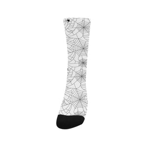 Spider web cobweb pattern white background Crew Socks