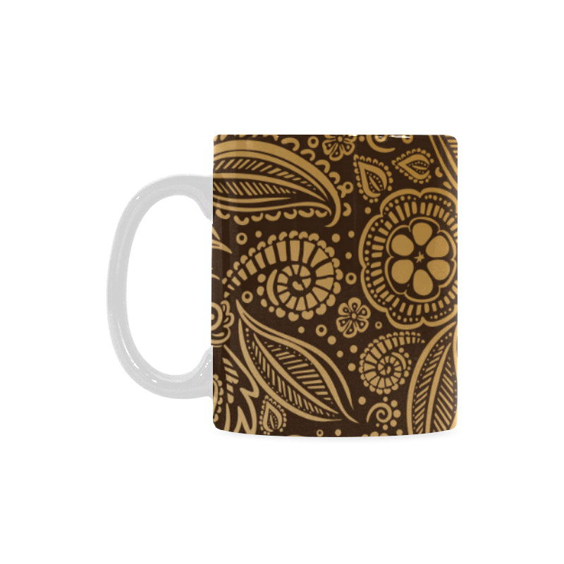 cacao beans tribal polynesian pattern background Classical White Mug (Fulfilled In US)
