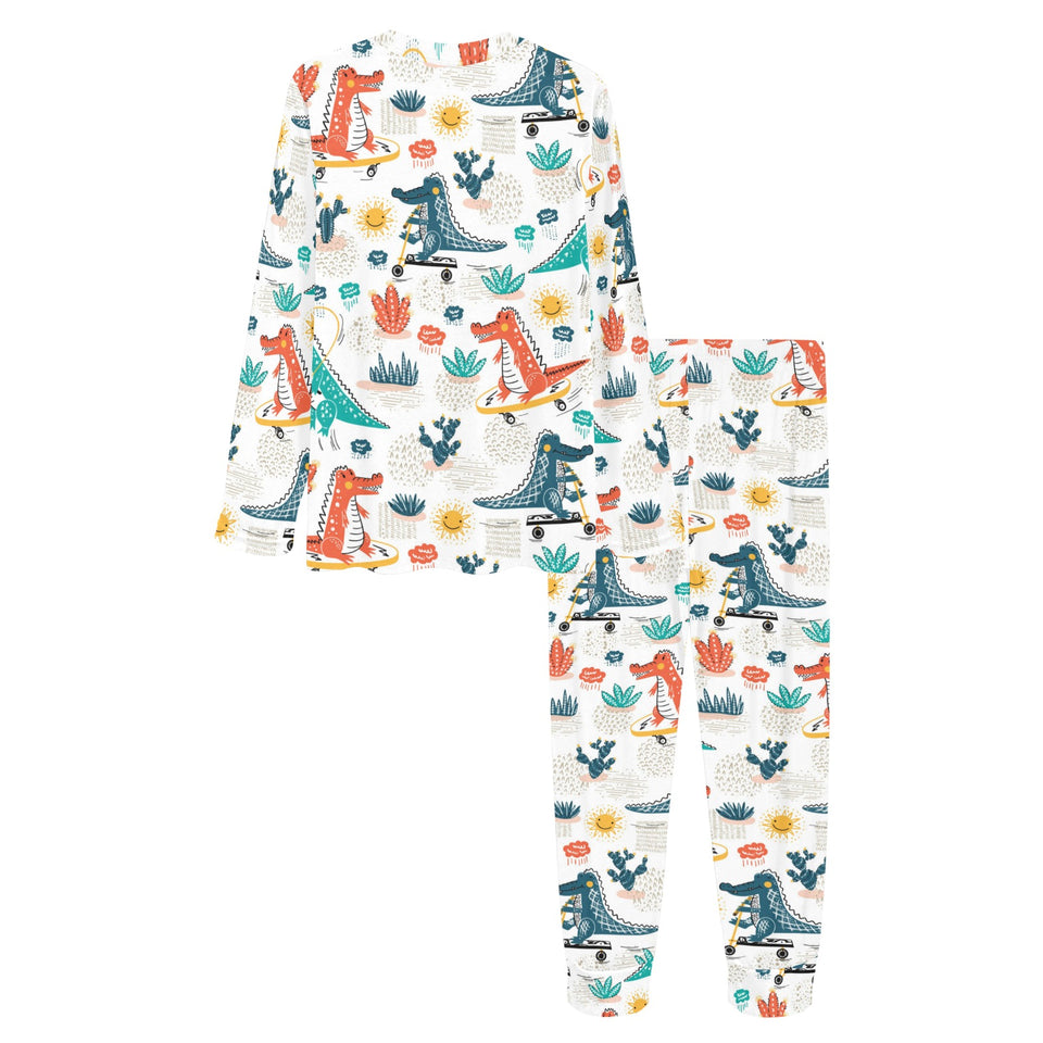 Cute Crocodile Pattern Women's All Over Print Pajama Set