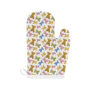 Teddy Bear Pattern Print Design 01 Heat Resistant Oven Mitts