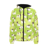 Jack Russel Pattern Print Design 01 Men's Padded Hooded Jacket