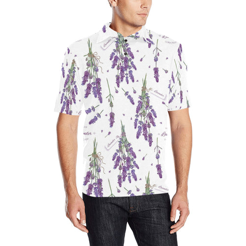lavender flower design pattern Men's All Over Print Polo Shirt