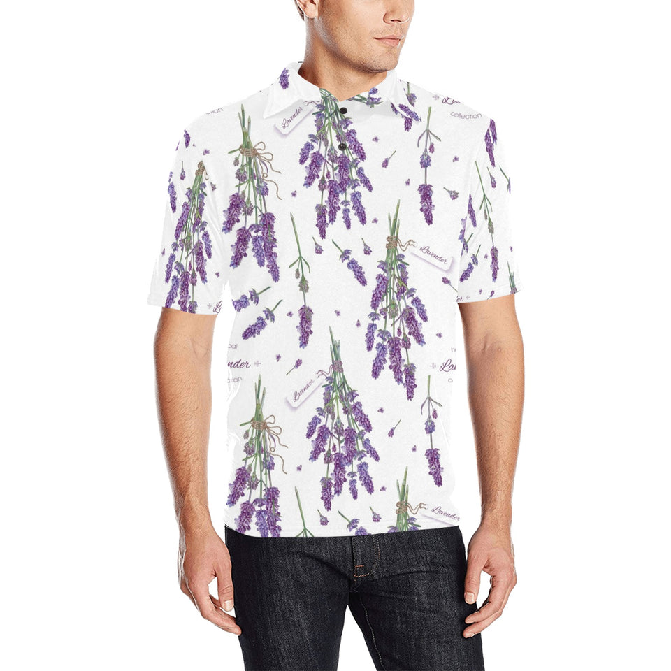 lavender flower design pattern Men's All Over Print Polo Shirt
