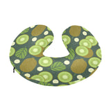 Whole sliced kiwi leave and flower U-Shaped Travel Neck Pillow