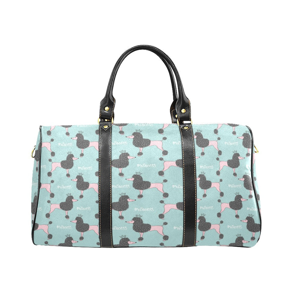 poodle dog green background Travel Bag