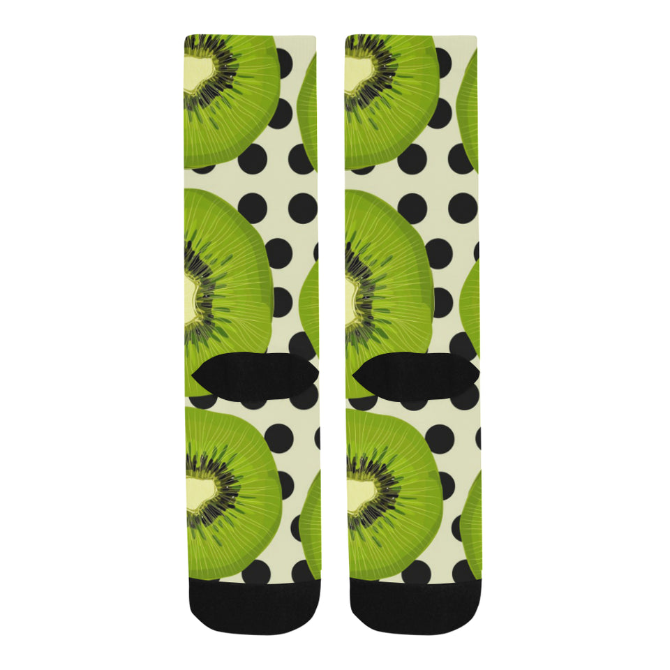 kiwi black dot background Crew Socks