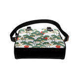 Bonsai red sun japanese pattern Shoulder Handbag