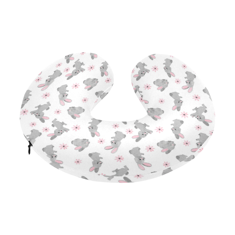 Watercolor cute rabbit pattern U-Shaped Travel Neck Pillow