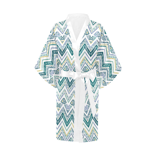 zigzag  chevron paint design pattern Women's Short Kimono Robe