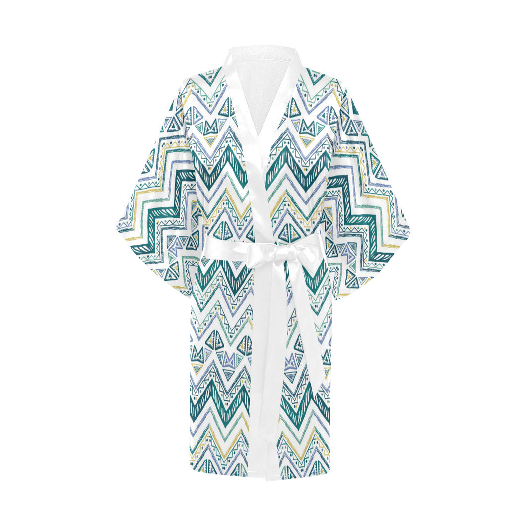 zigzag  chevron paint design pattern Women's Short Kimono Robe