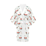 Cute dachshund bone pattern Women's Short Kimono Robe