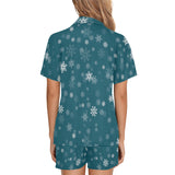 Snowflake pattern dark background Women's V-Neck Short Pajama Set