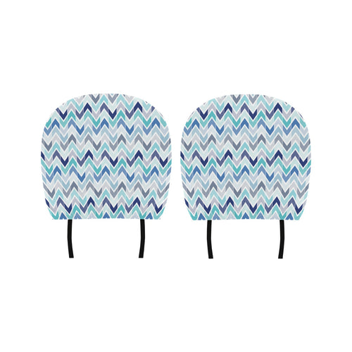 zigzag chevron blue pattern Car Headrest Cover
