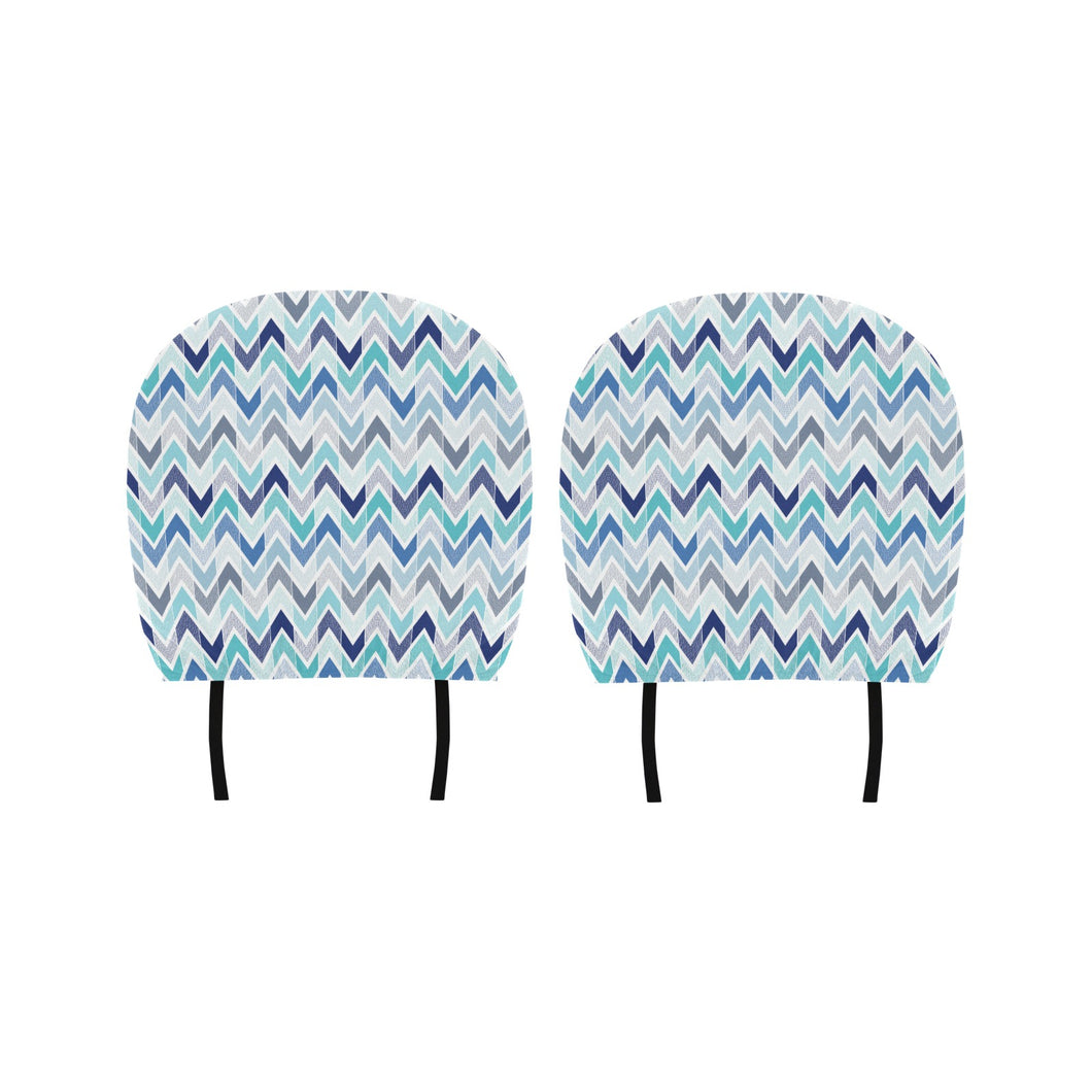 zigzag chevron blue pattern Car Headrest Cover
