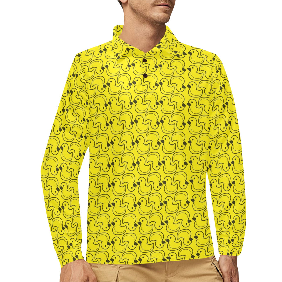 Duck Pattern Print Design 02 Men's Long Sleeve Polo Shirt