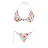 Donut pattern glaze pink background Sexy Bikinis Two-Piece Swimsuits
