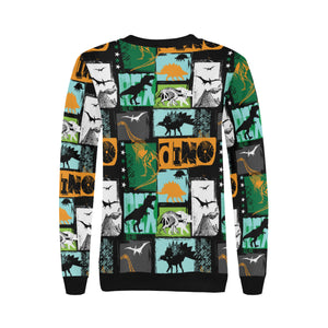 dinosaurs print pattern Women's Crew Neck Sweatshirt