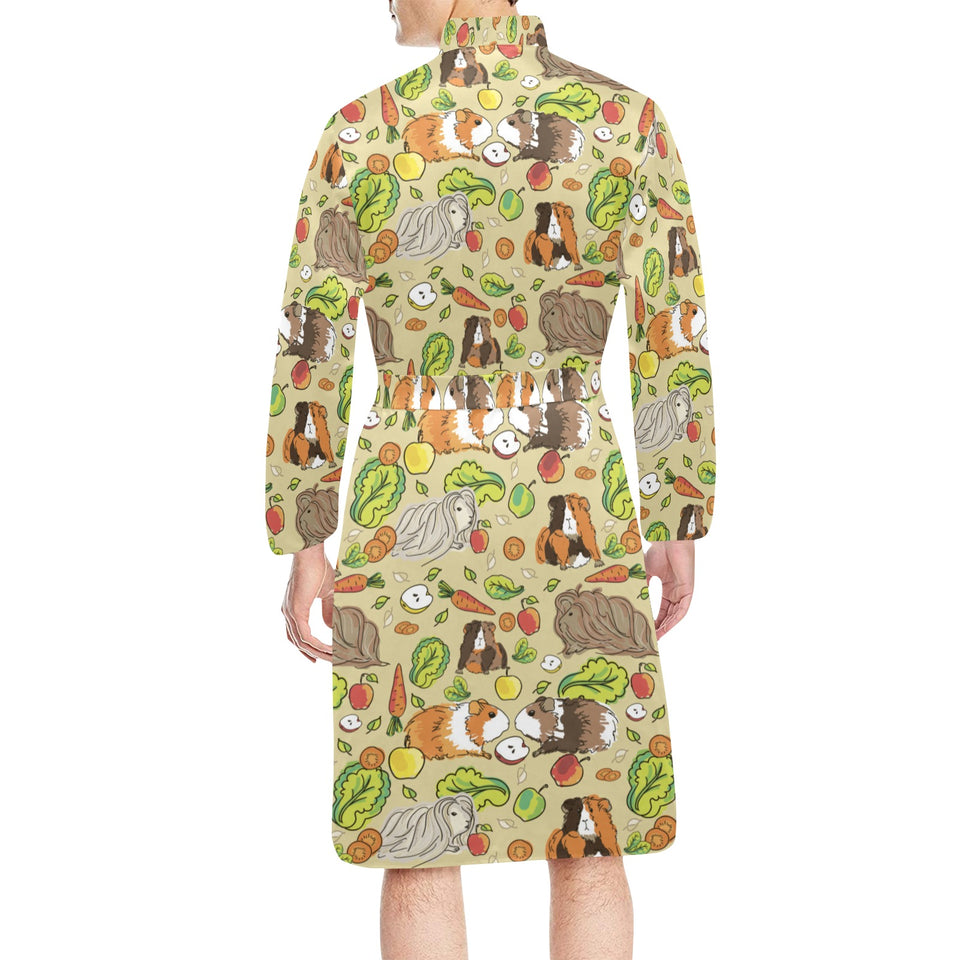 Guinea Pig Pattern Print Design 04 Men's Long Sleeve Belted Night Robe