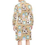 Cow bottle of milk pattern Men's Long Sleeve Belted Night Robe