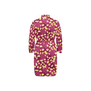 Popcorn Pattern Print Design 02 Men's Long Sleeve Belted Night Robe